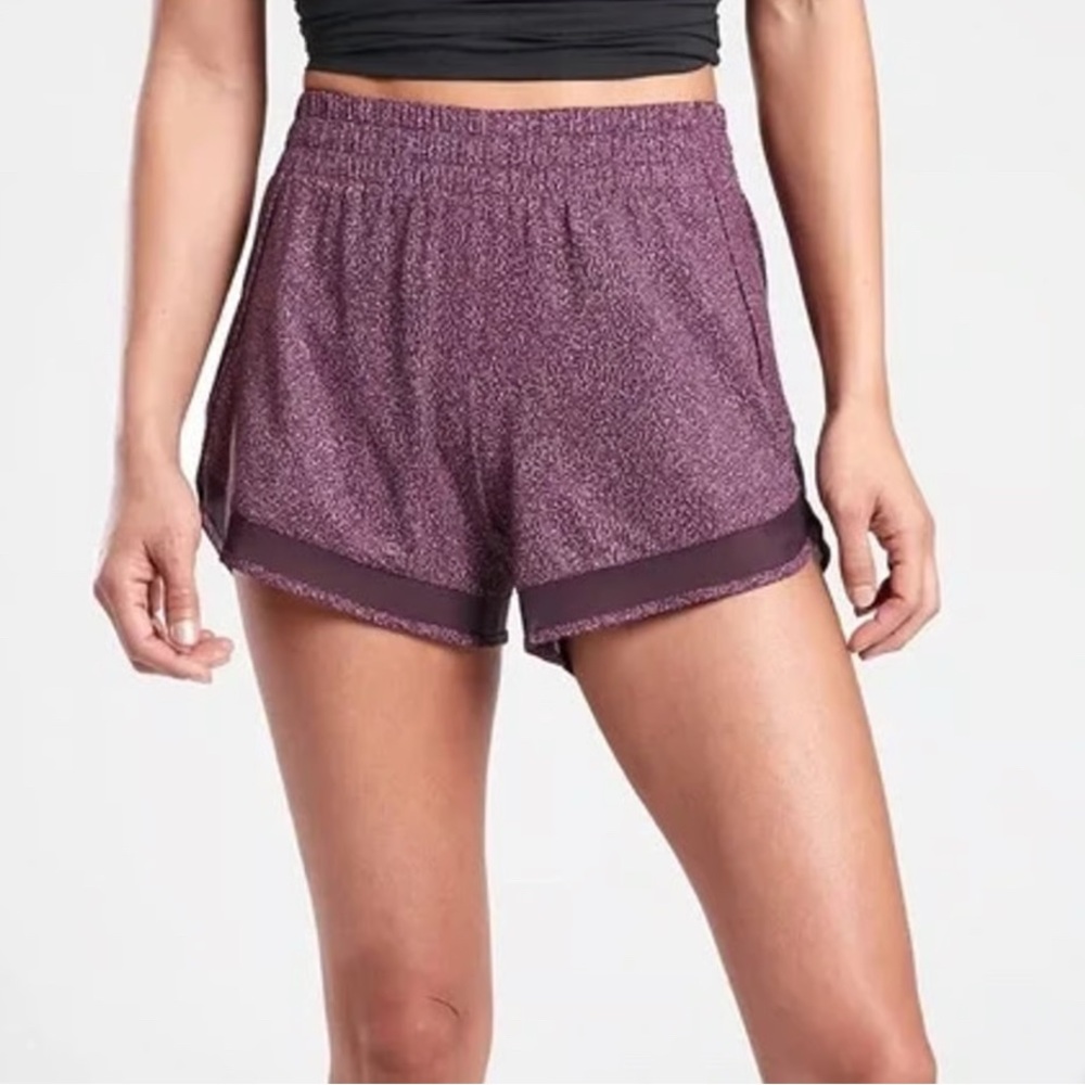 Athleta printed mesh racer run shorts 4”